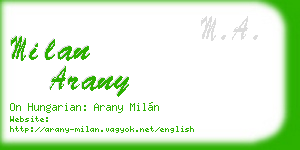 milan arany business card